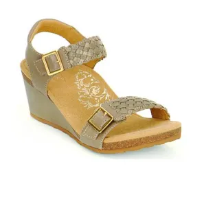 Aetrex Grace Wedge Sandal (Women) - Taupe Leather
