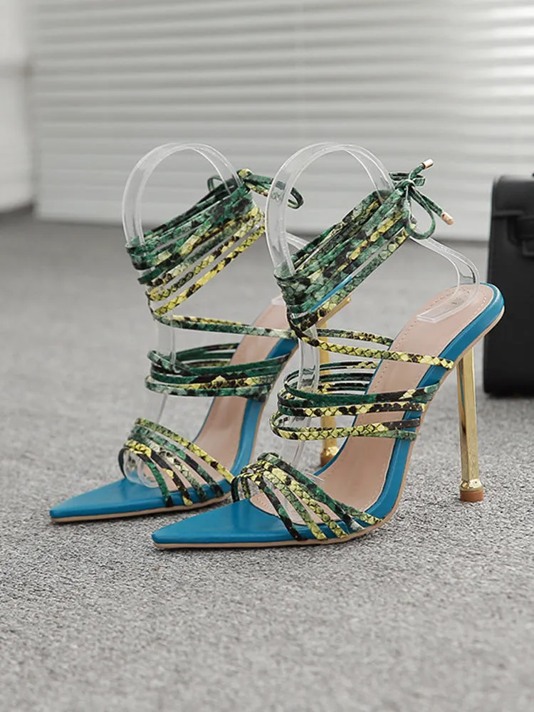 Amozae-Lace-up Cross Strap Sandals