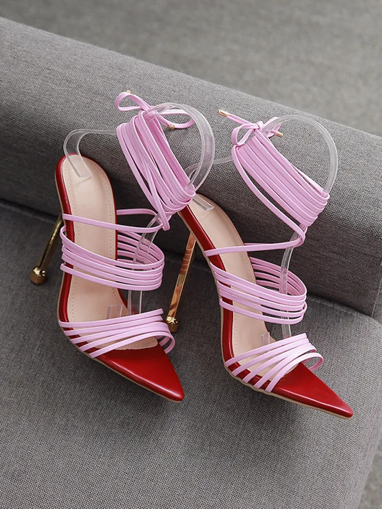 Amozae-Lace-up Cross Strap Sandals