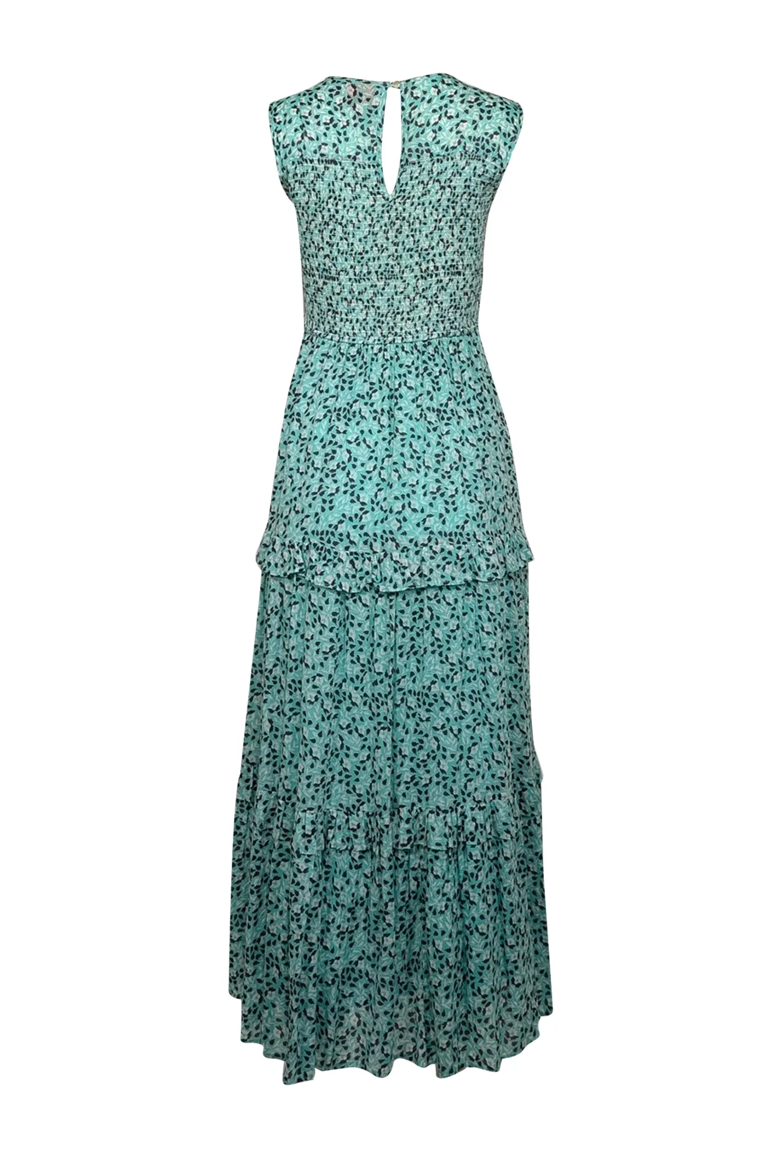 Banjanan - Green w/ Black & White Leaf Print Cotton Midi Dress Sz L