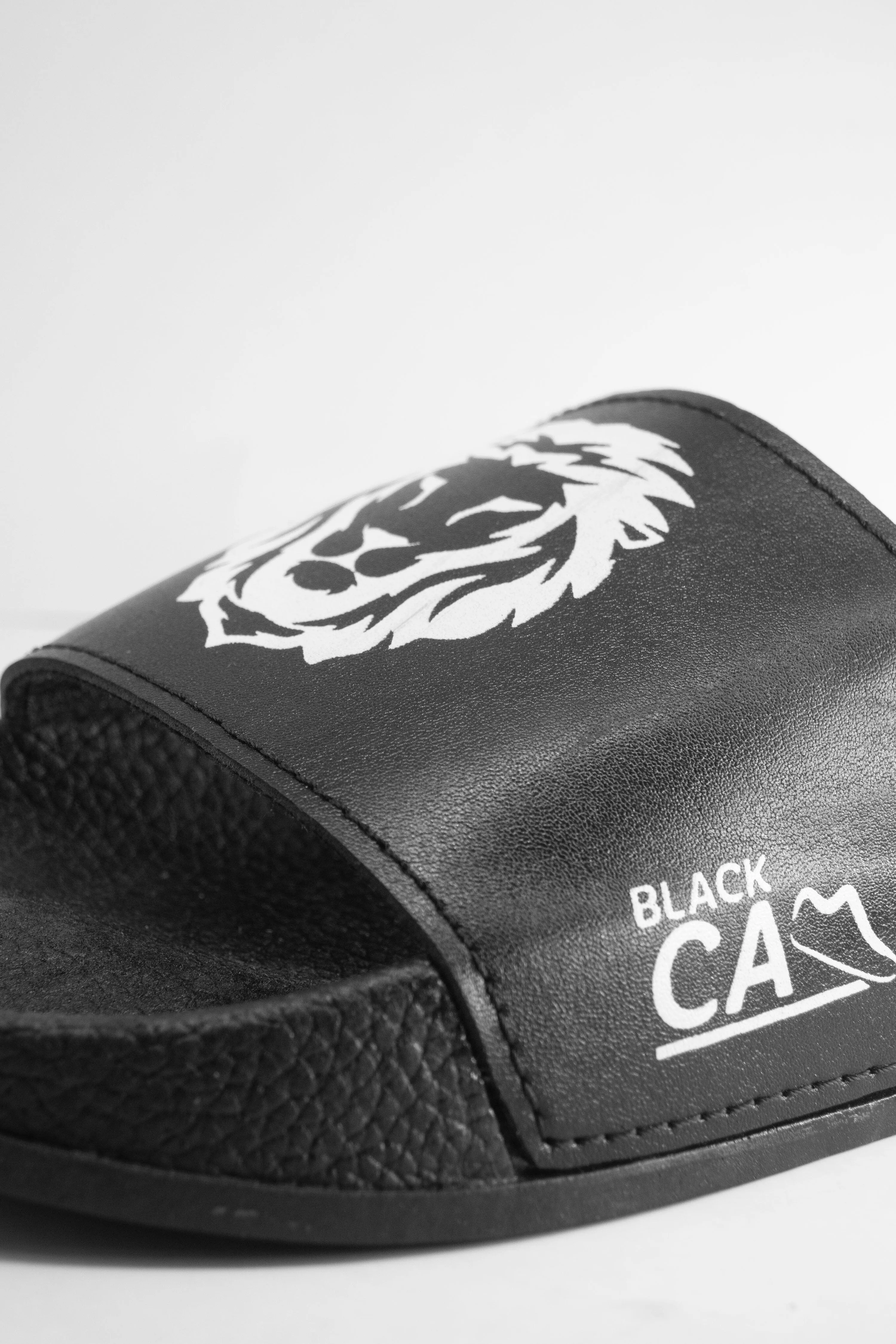 Black Camel Men's Lion Printed Slides