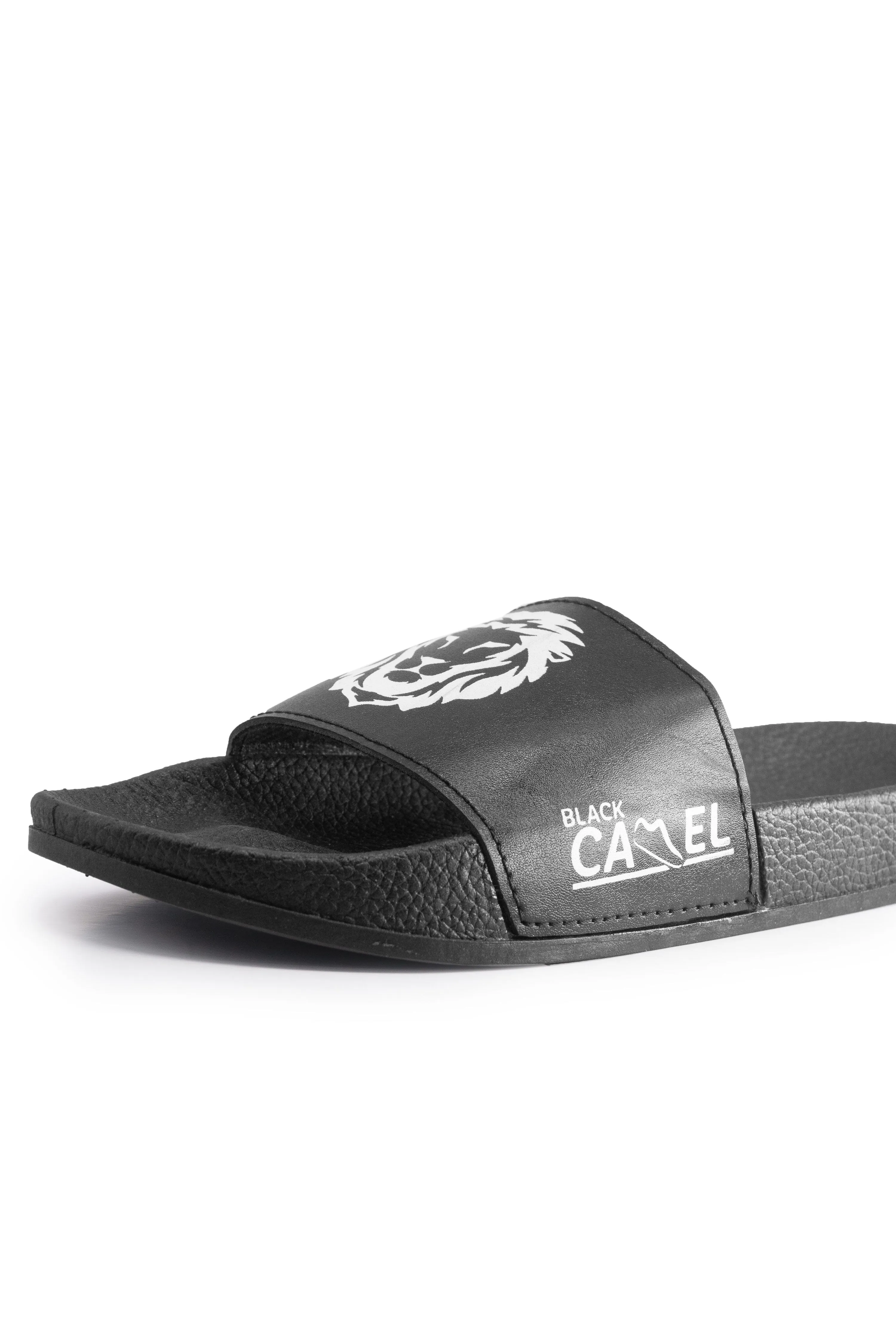 Black Camel Men's Lion Printed Slides