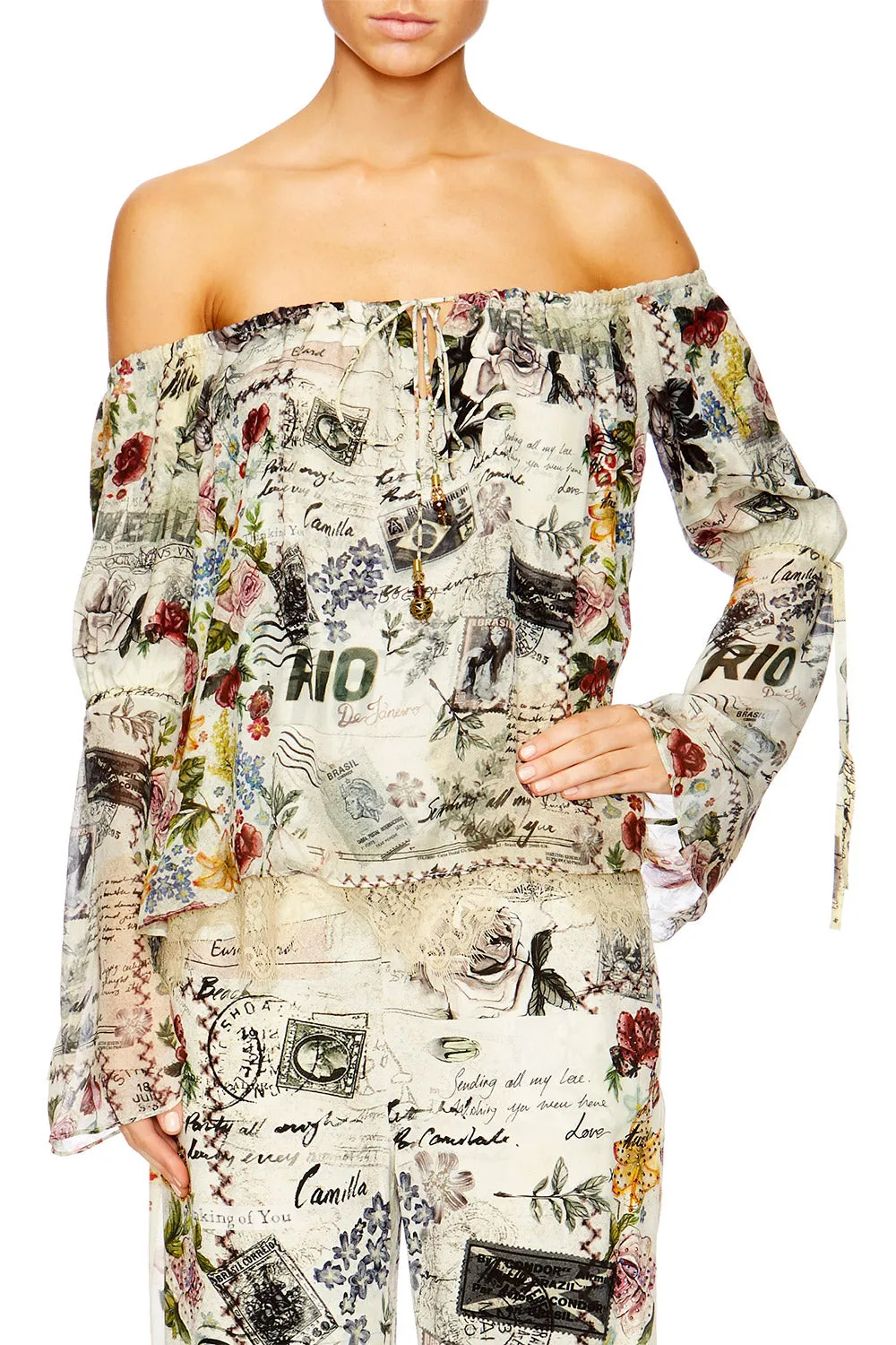 DROP SHOULDER BELL SLEEVE TOP MEMORY LANE