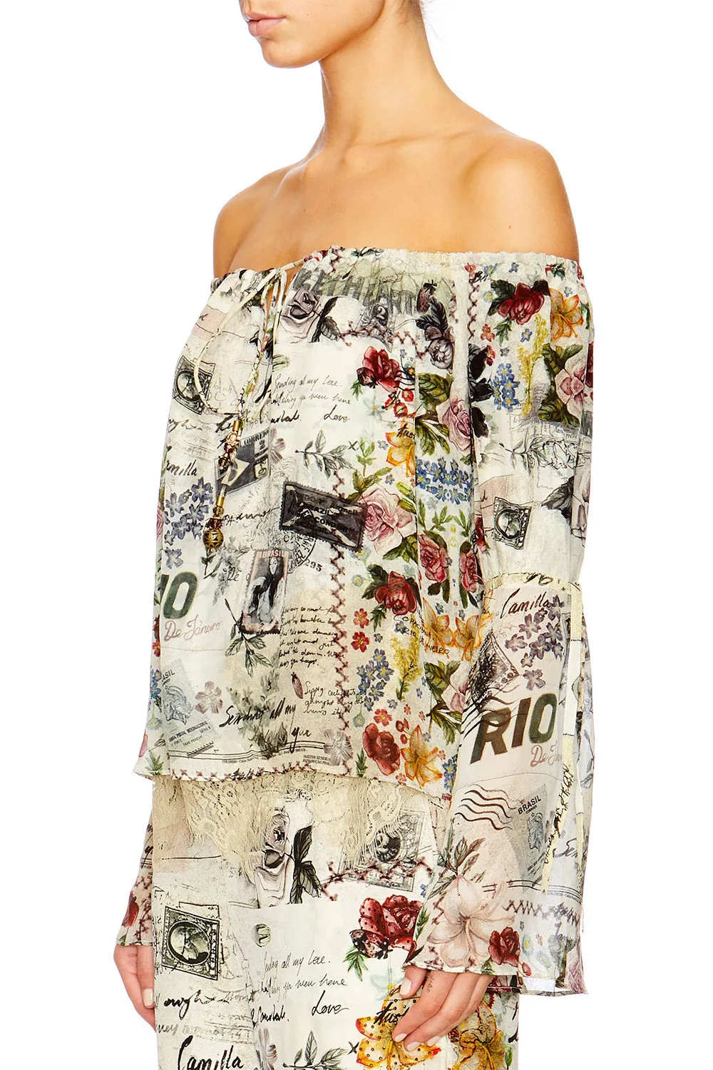 DROP SHOULDER BELL SLEEVE TOP MEMORY LANE