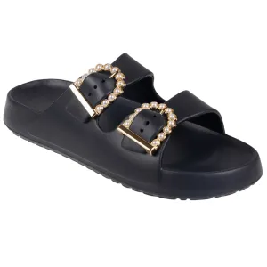 Foamwalk Womens' Sandals - Comfortable Double Buckle Beach Slides, Everyday Women's Slide Sandals