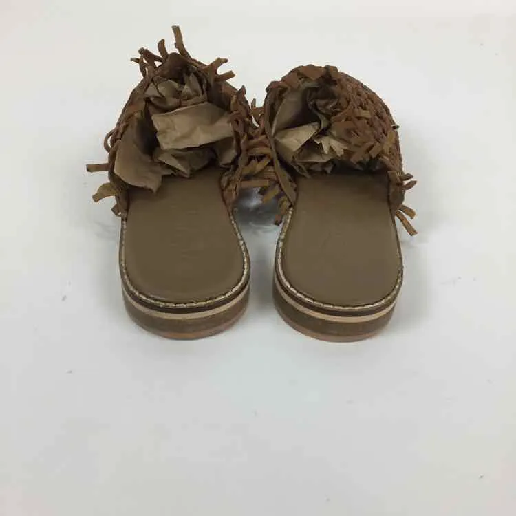 Free People Women Size 9.5 Camel Leather Woven Mules