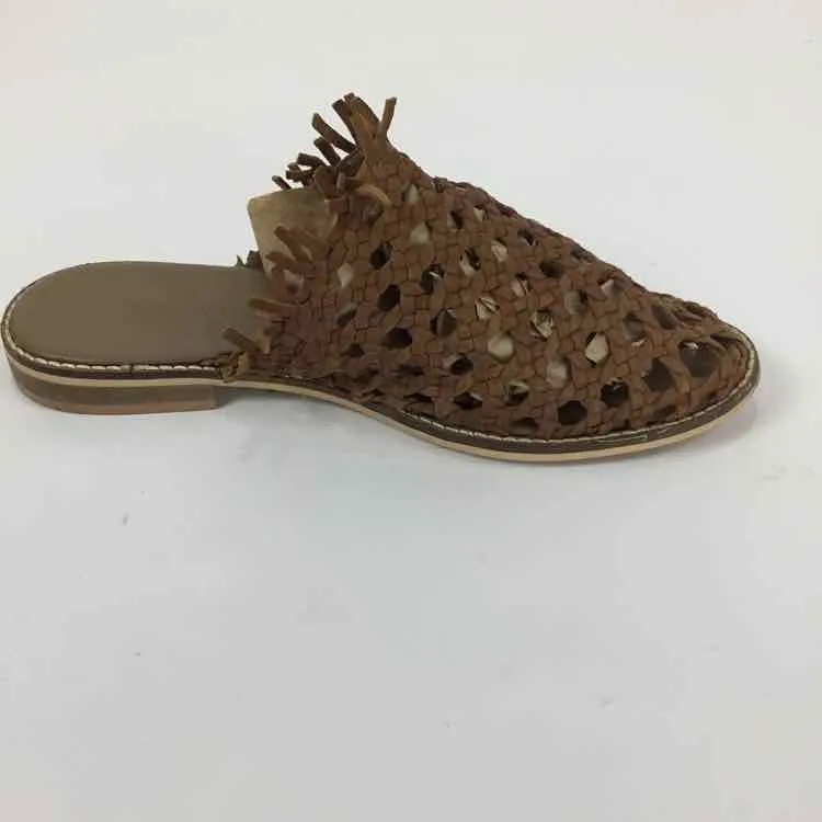 Free People Women Size 9.5 Camel Leather Woven Mules