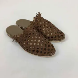 Free People Women Size 9.5 Camel Leather Woven Mules