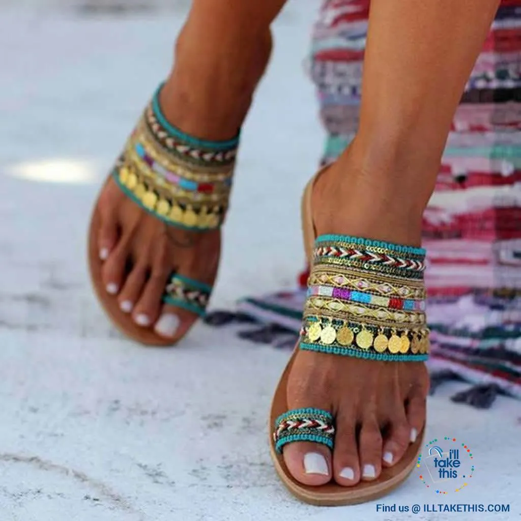 Handmade Women's Woven Bohemian Beach Sandals/Flip Flops