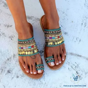Handmade Women's Woven Bohemian Beach Sandals/Flip Flops