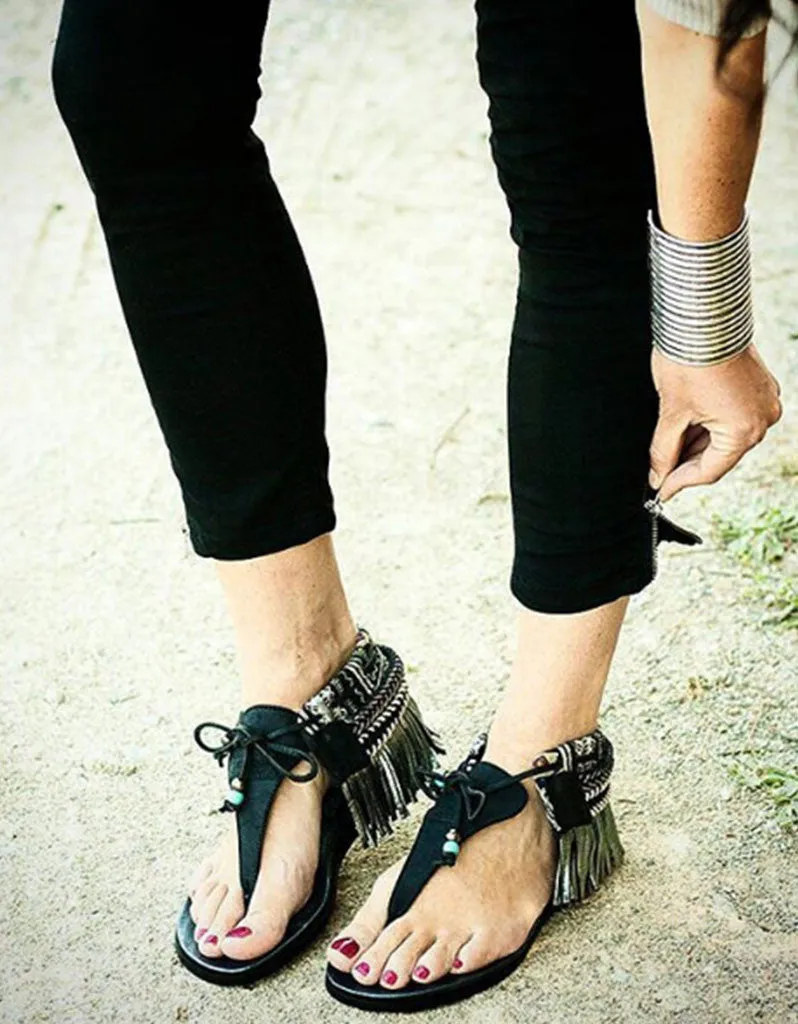 INDIE BOHO SANDALS - BLACK