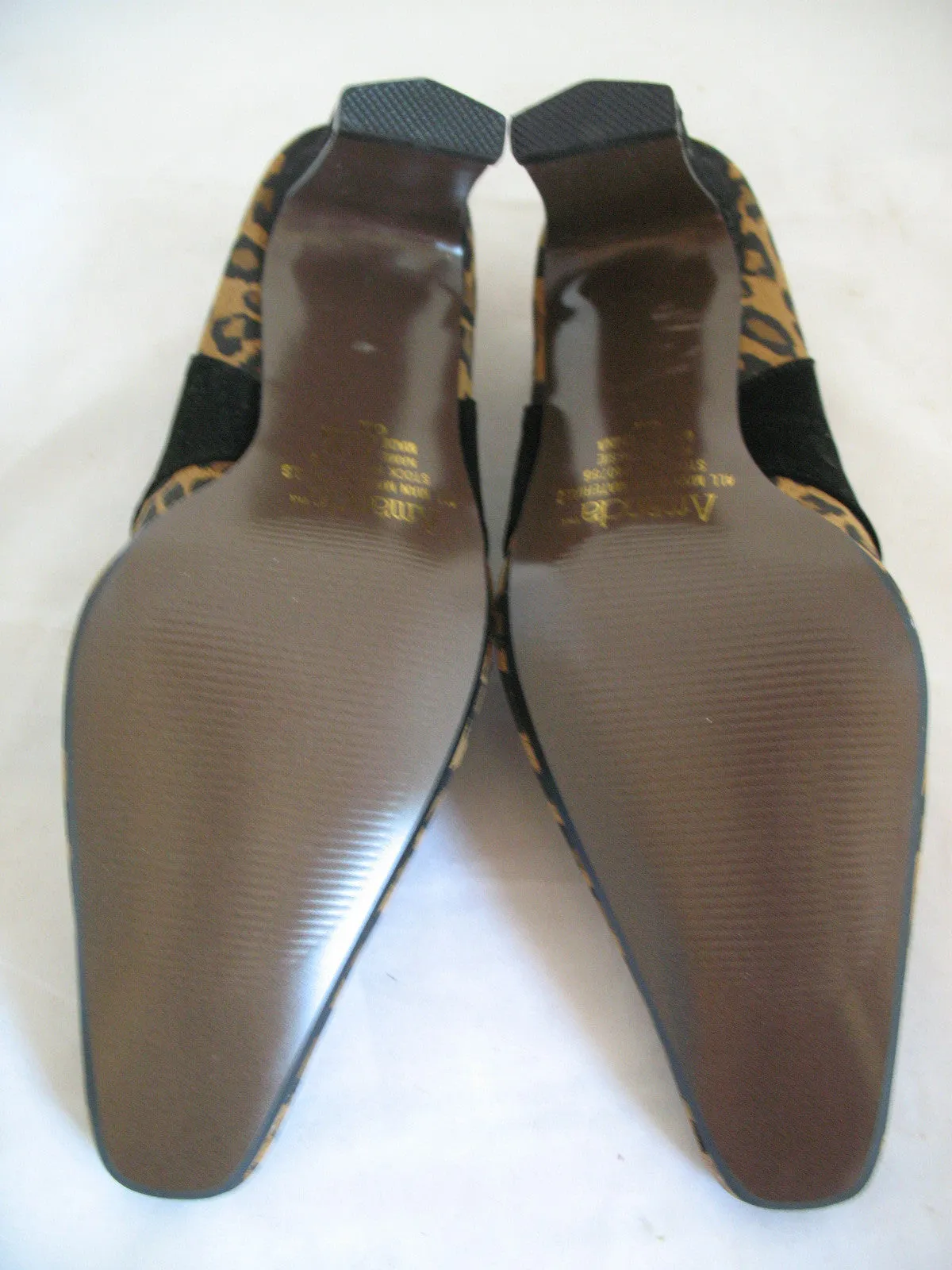 New Vintage 80s 90s Amanda Womens Shoes Block High Heels Leopard Animal Print Size 6 M