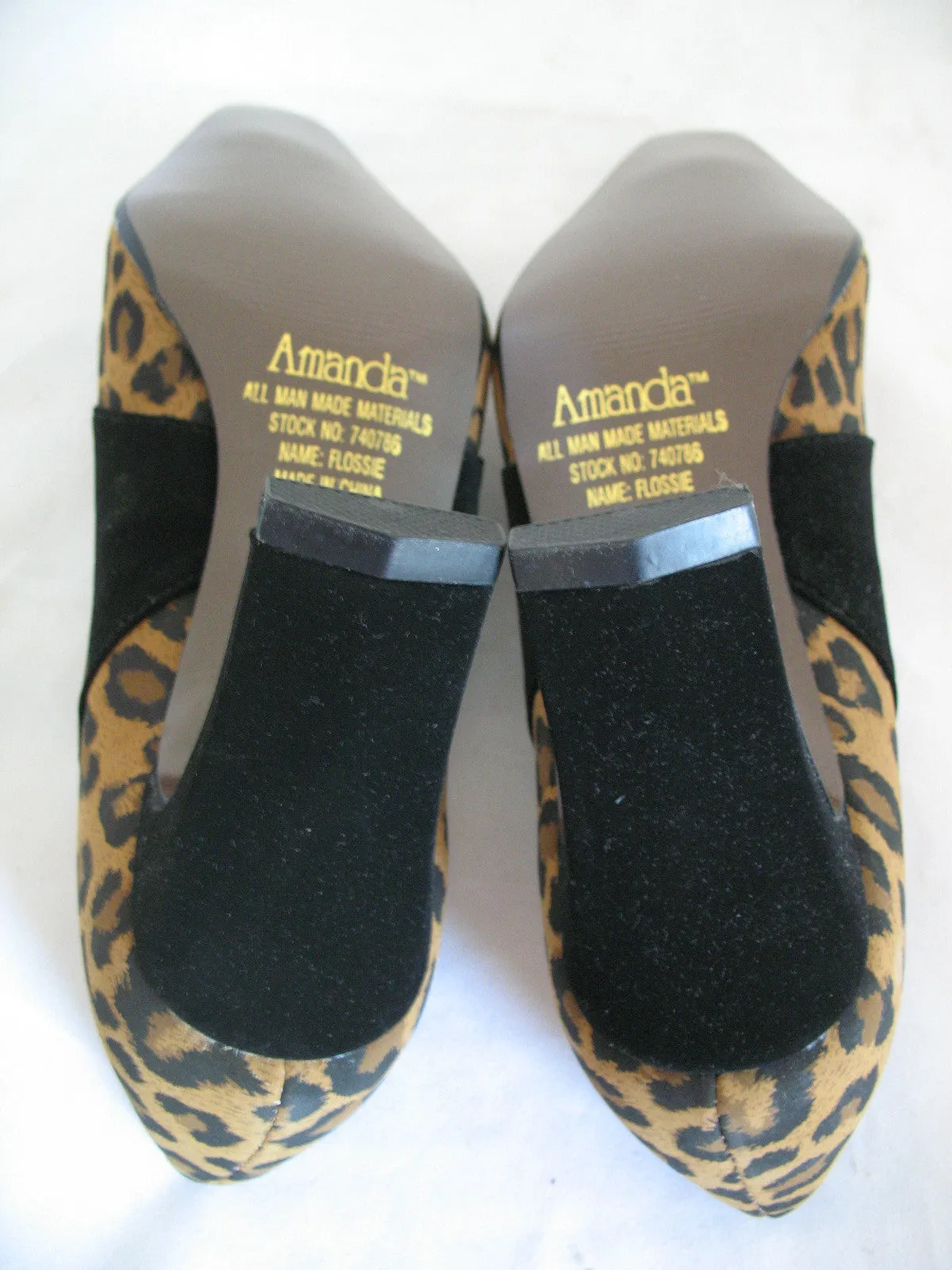 New Vintage 80s 90s Amanda Womens Shoes Block High Heels Leopard Animal Print Size 6 M