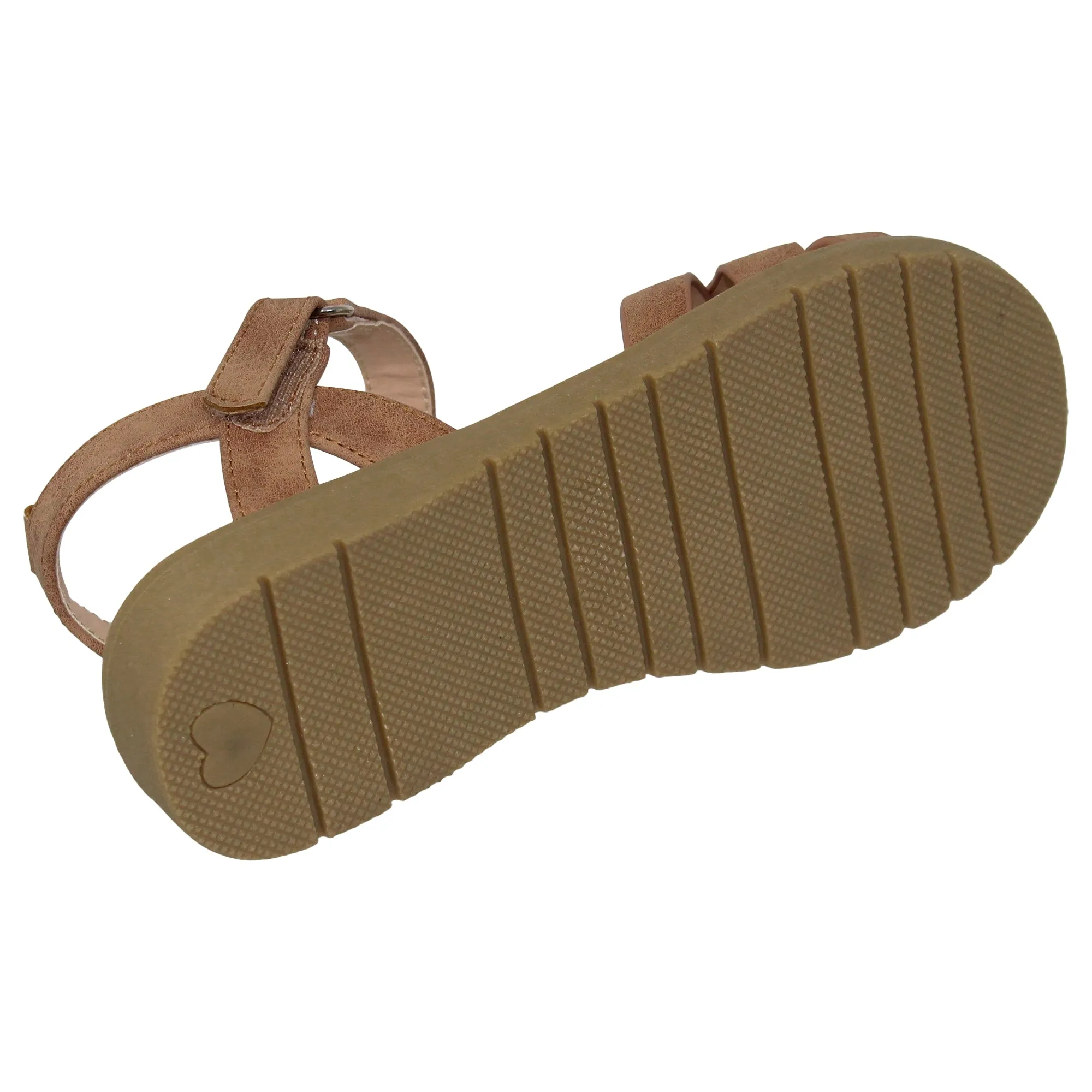 SOBEYO Girls Strappy Platform Cute Ankle Strap Summer Flat Sandals Brown