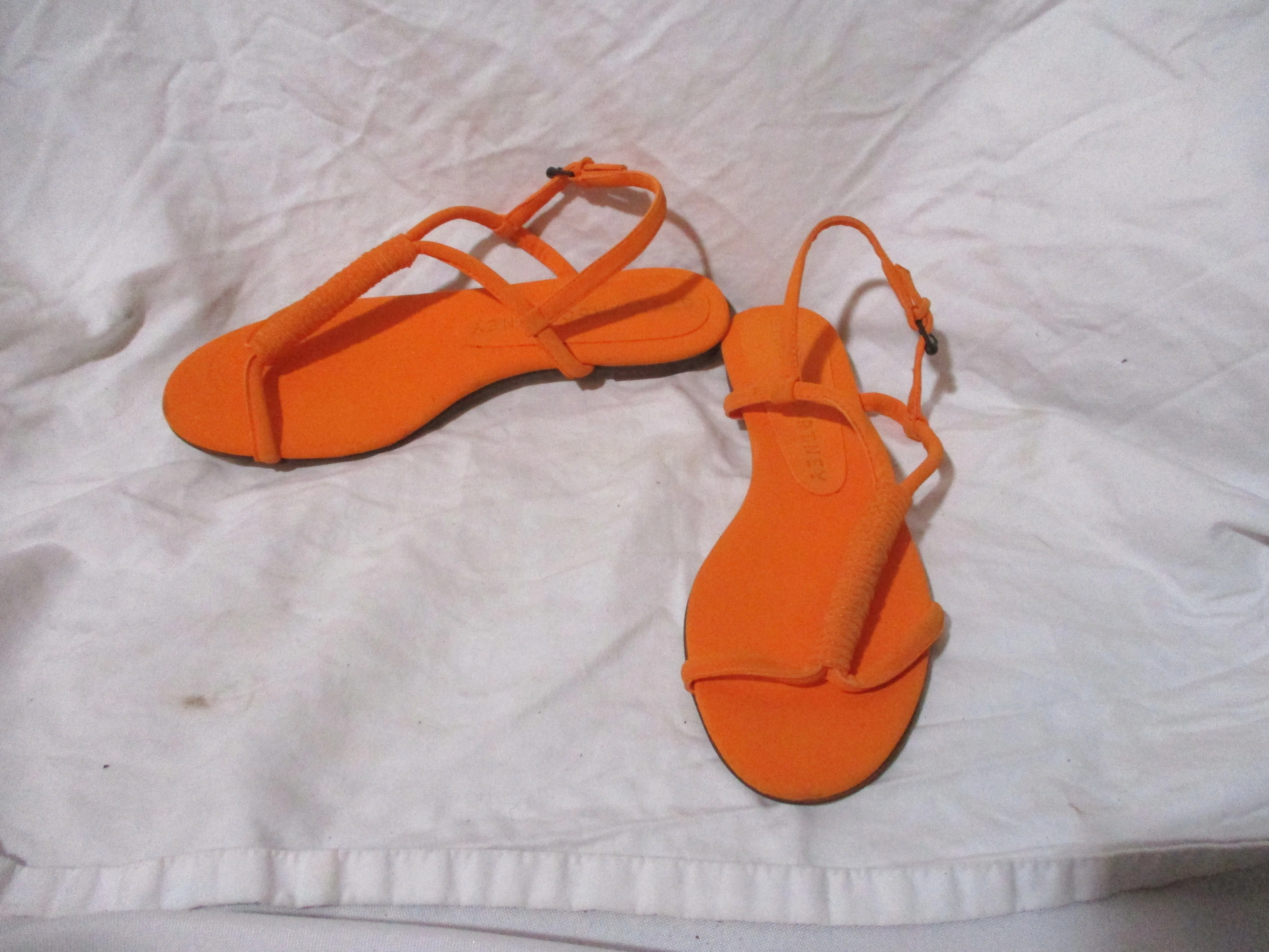 STELLA  McCARTNEY Wrapped SANDAL Flat Shoe Slip-on 38 Boho NEON ORANGE