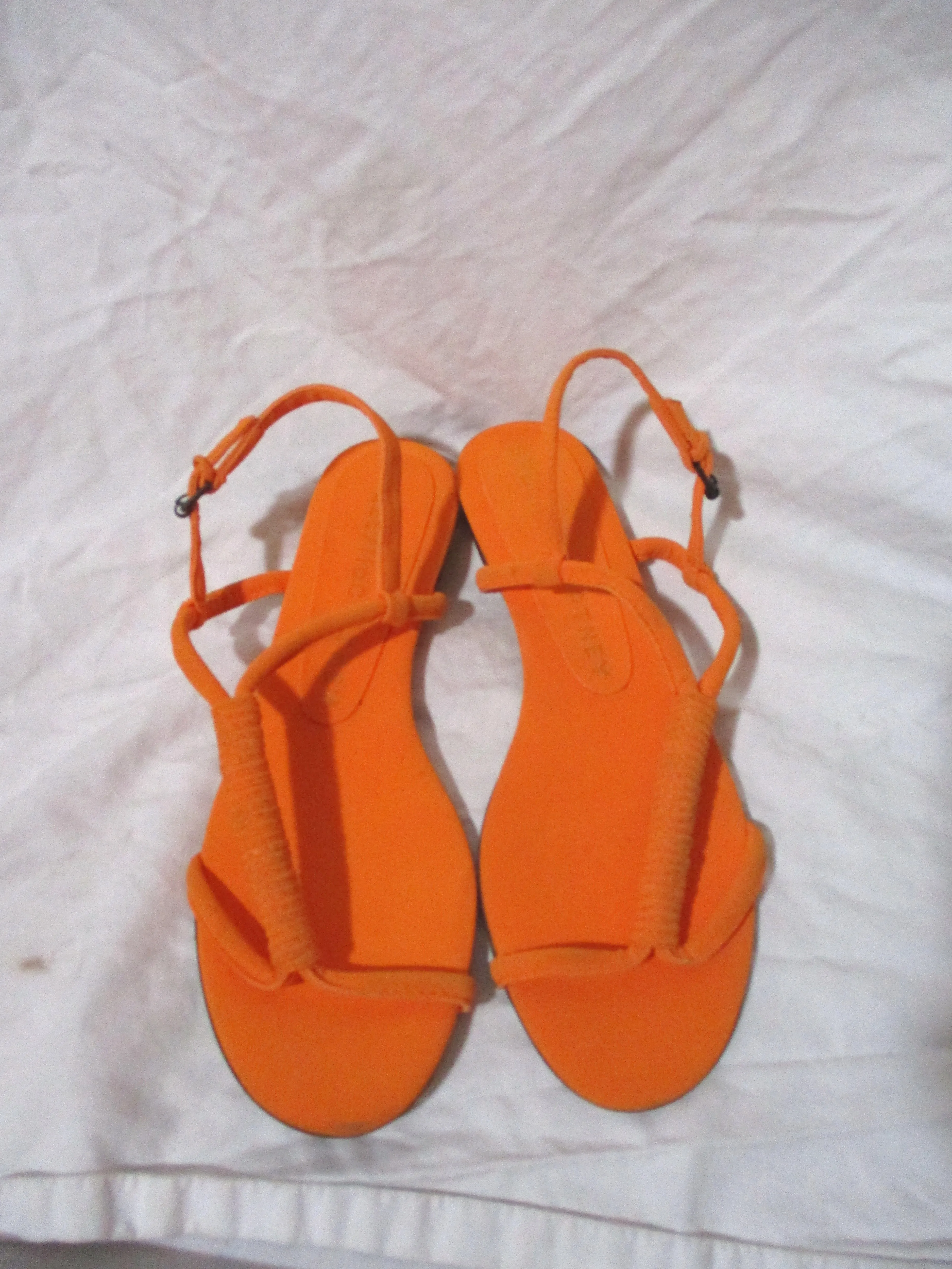 STELLA  McCARTNEY Wrapped SANDAL Flat Shoe Slip-on 38 Boho NEON ORANGE