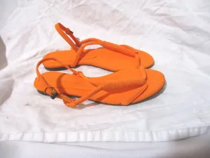 STELLA  McCARTNEY Wrapped SANDAL Flat Shoe Slip-on 38 Boho NEON ORANGE