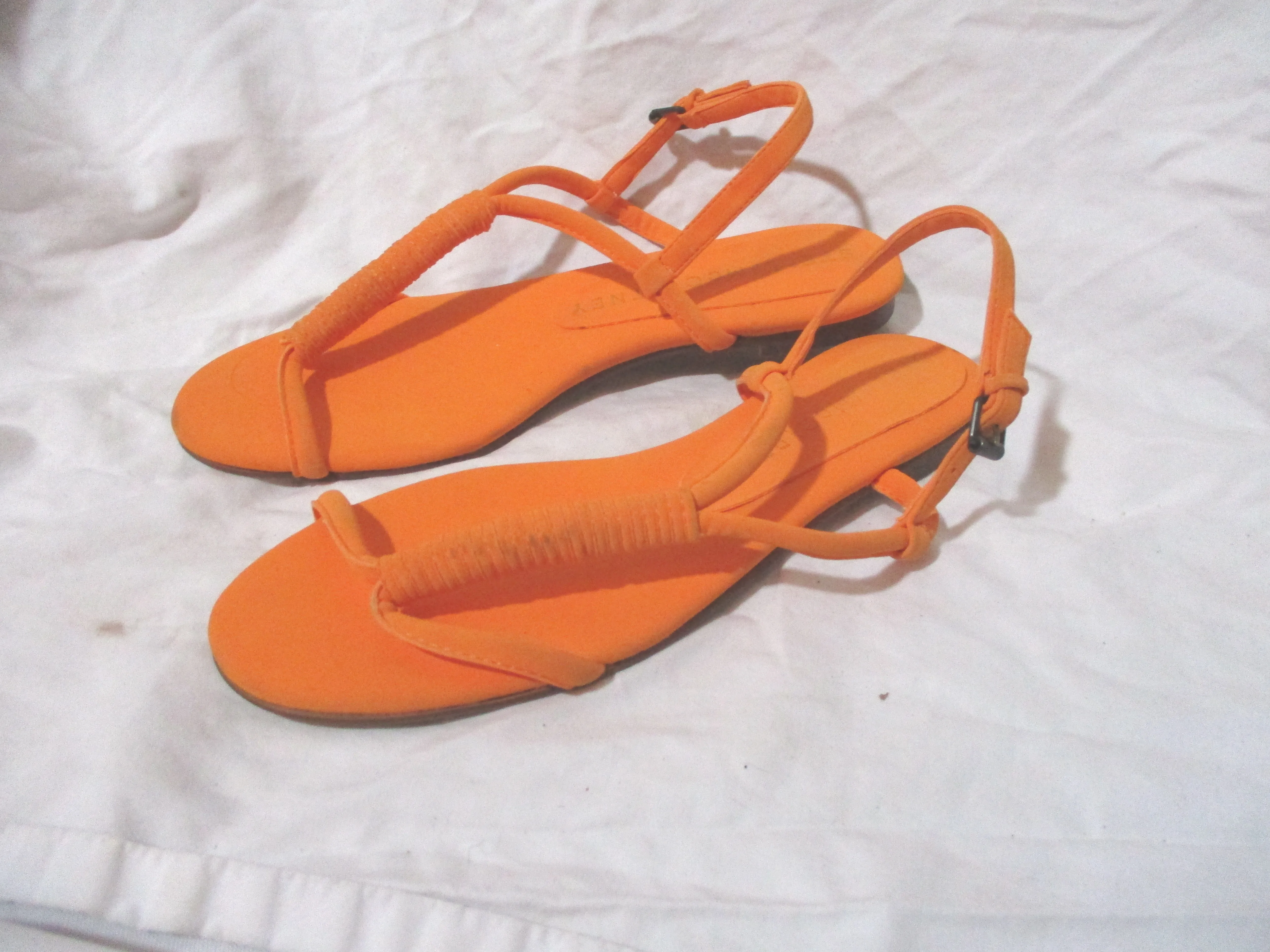 STELLA  McCARTNEY Wrapped SANDAL Flat Shoe Slip-on 38 Boho NEON ORANGE