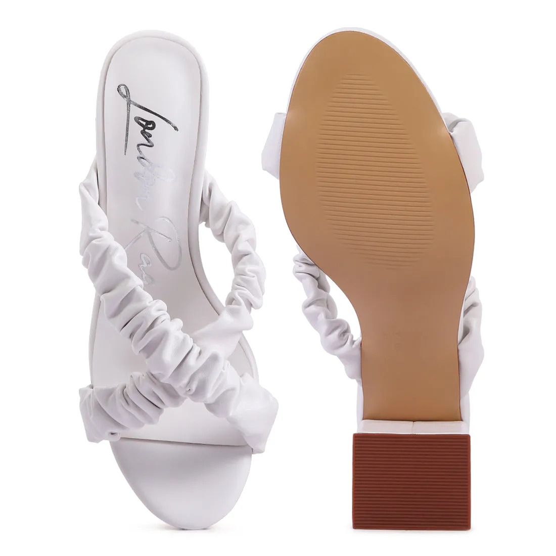 Strap Block Sandals in Off white
